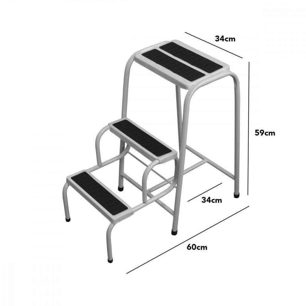 Escada Banqueta Dobrável 3 Degraus Antiderrapante Reforçada