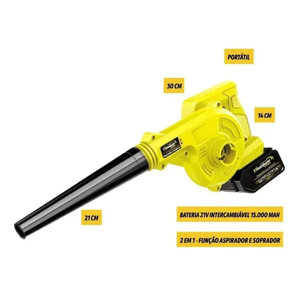 Soprador e Aspirador Profissional 21V a Bateria – Alta Potência para Limpeza Pesada