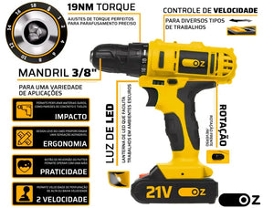Furadeira Parafusadeira De Impacto 21v Com Maleta