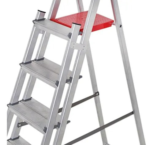 Escada Doméstica de Alumínio – 5 Degraus  Leve e Reforçada
